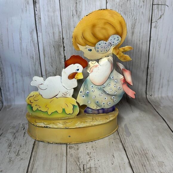 Metal Precious Moments Looking Girl I Get a Cluck Out of You Unique - Picture 5 of 8